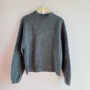 Zara Sweater Gray Stand Up Collar Ribbed Cotton Blend Office Casual Cozy Small